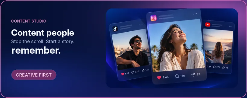 Social post cards from a content studio