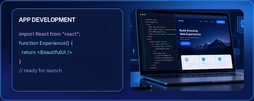 App development code with a live preview